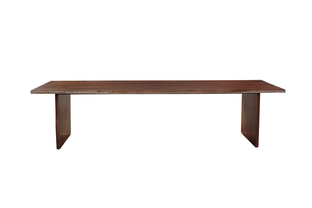 108" Brown Solid Wood Live Edge Sled Base Dining Table