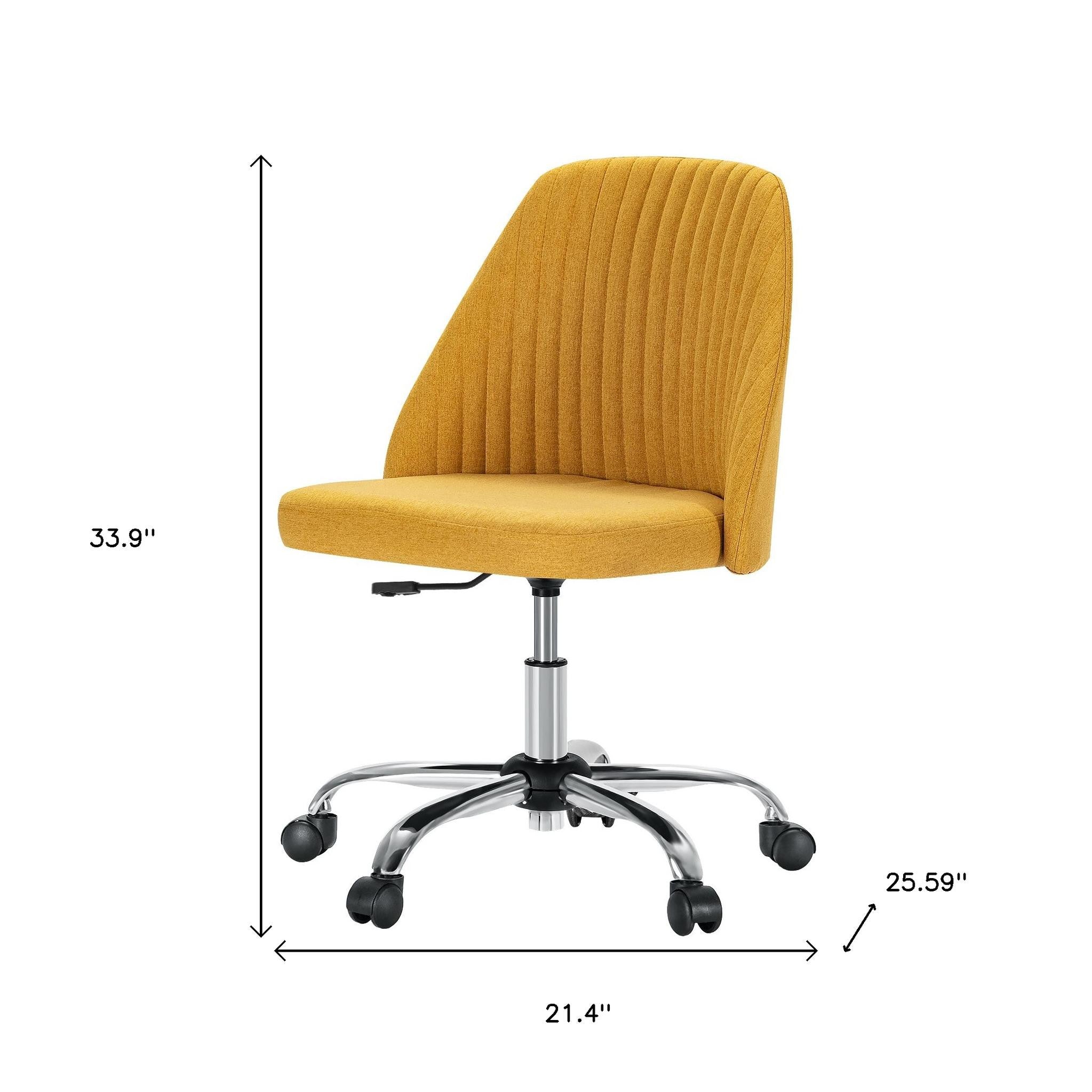 Yellow and Silver Adjustable Height Swivel Rolling Office Chair