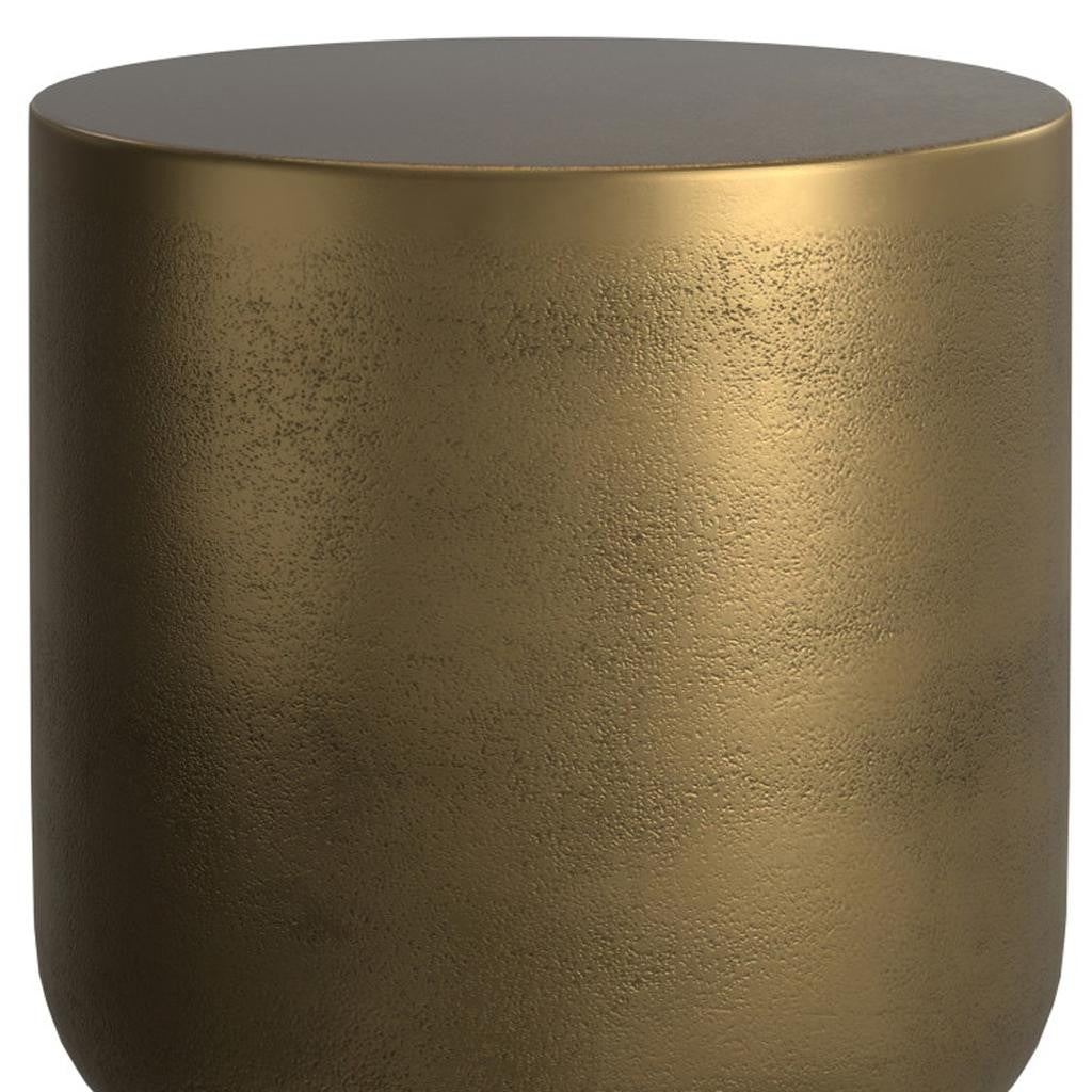 18" Antique Antiqued Brass Aluminum Round Drum End Table
