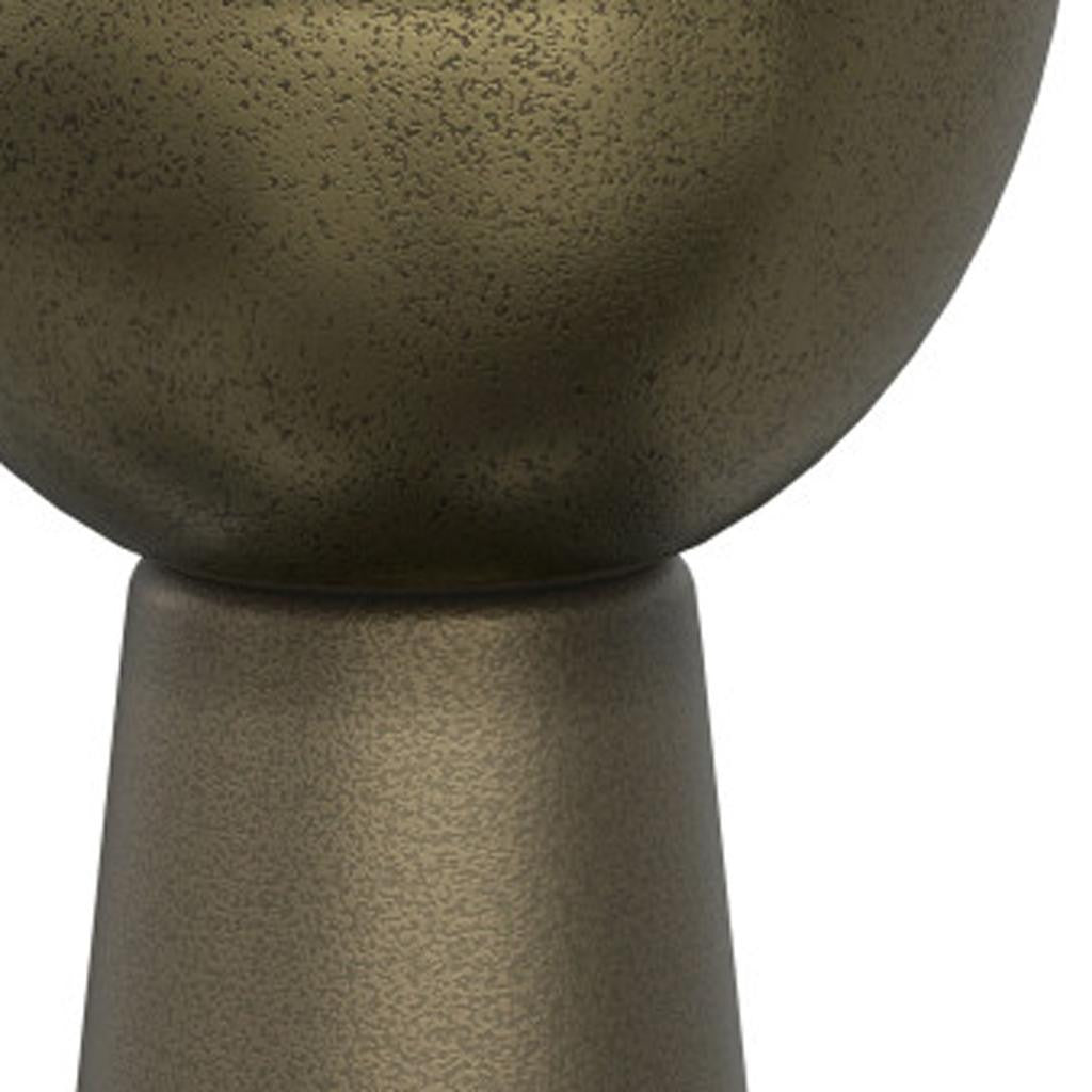 26" Textured Antiqued Gold Distressed Iron Round Pedestal End Table