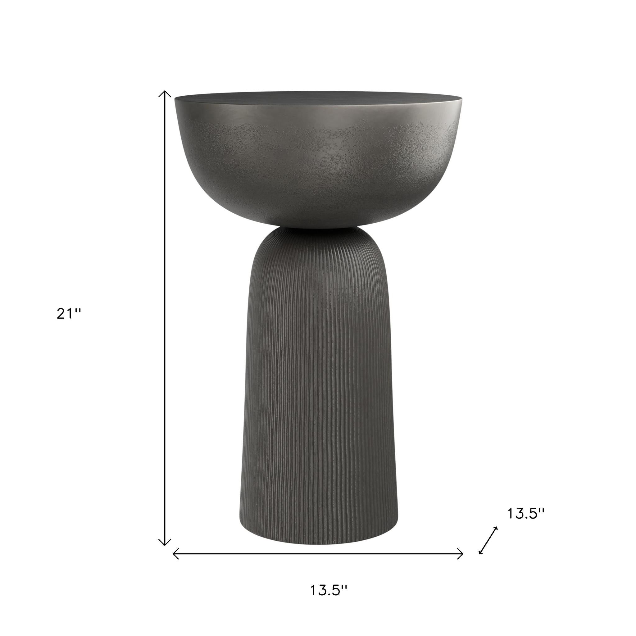 21" Matte Black Aluminum Round Pedestal End Table