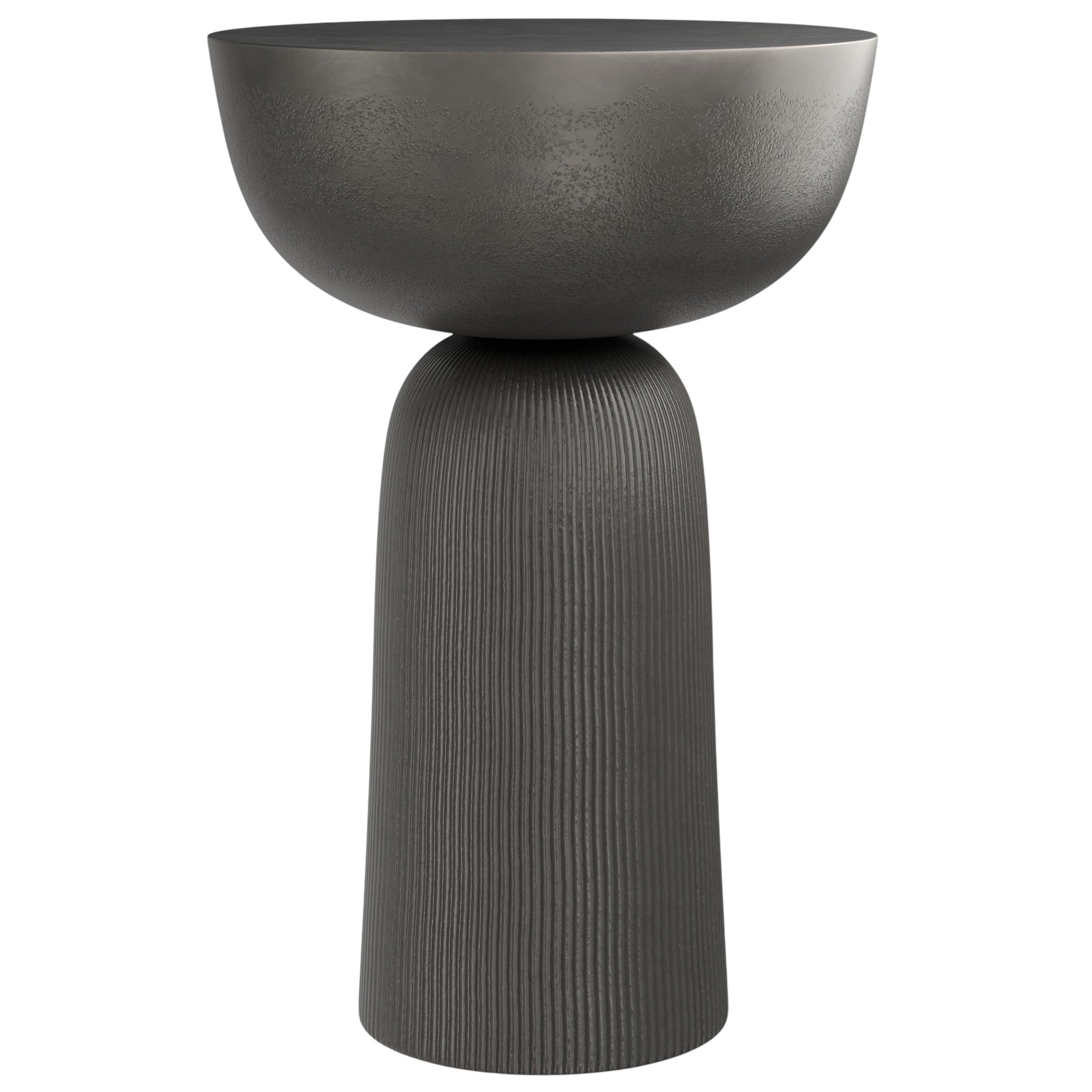 21" Matte Black Aluminum Round Pedestal End Table