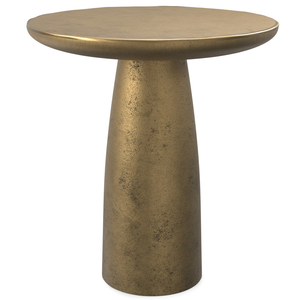 20" Antique Antiqued Brass Aluminum Round Pedestal End Table