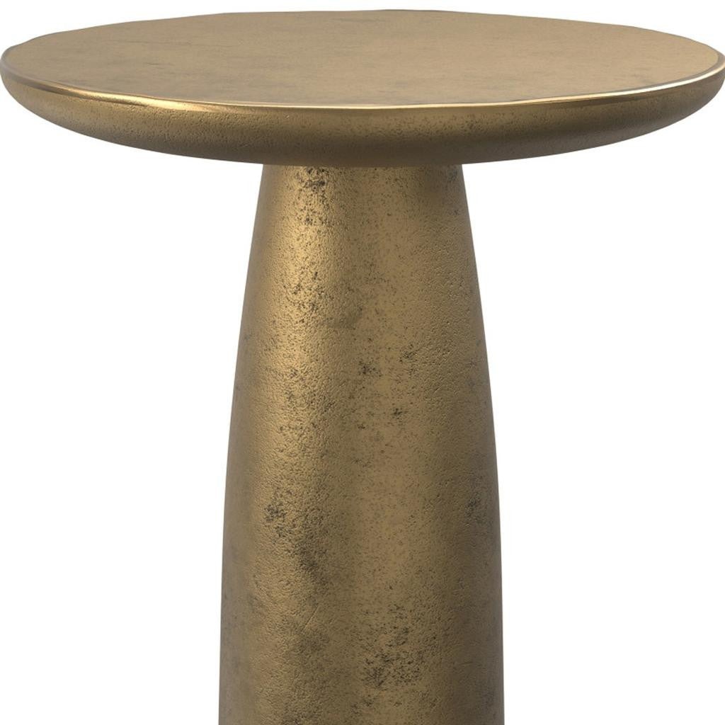 20" Antique Antiqued Brass Aluminum Round Pedestal End Table