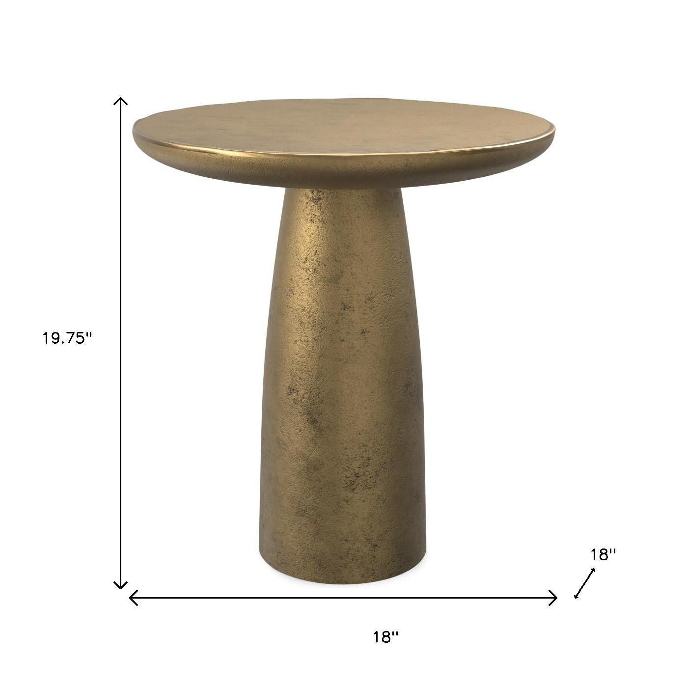 20" Antique Antiqued Brass Aluminum Round Pedestal End Table