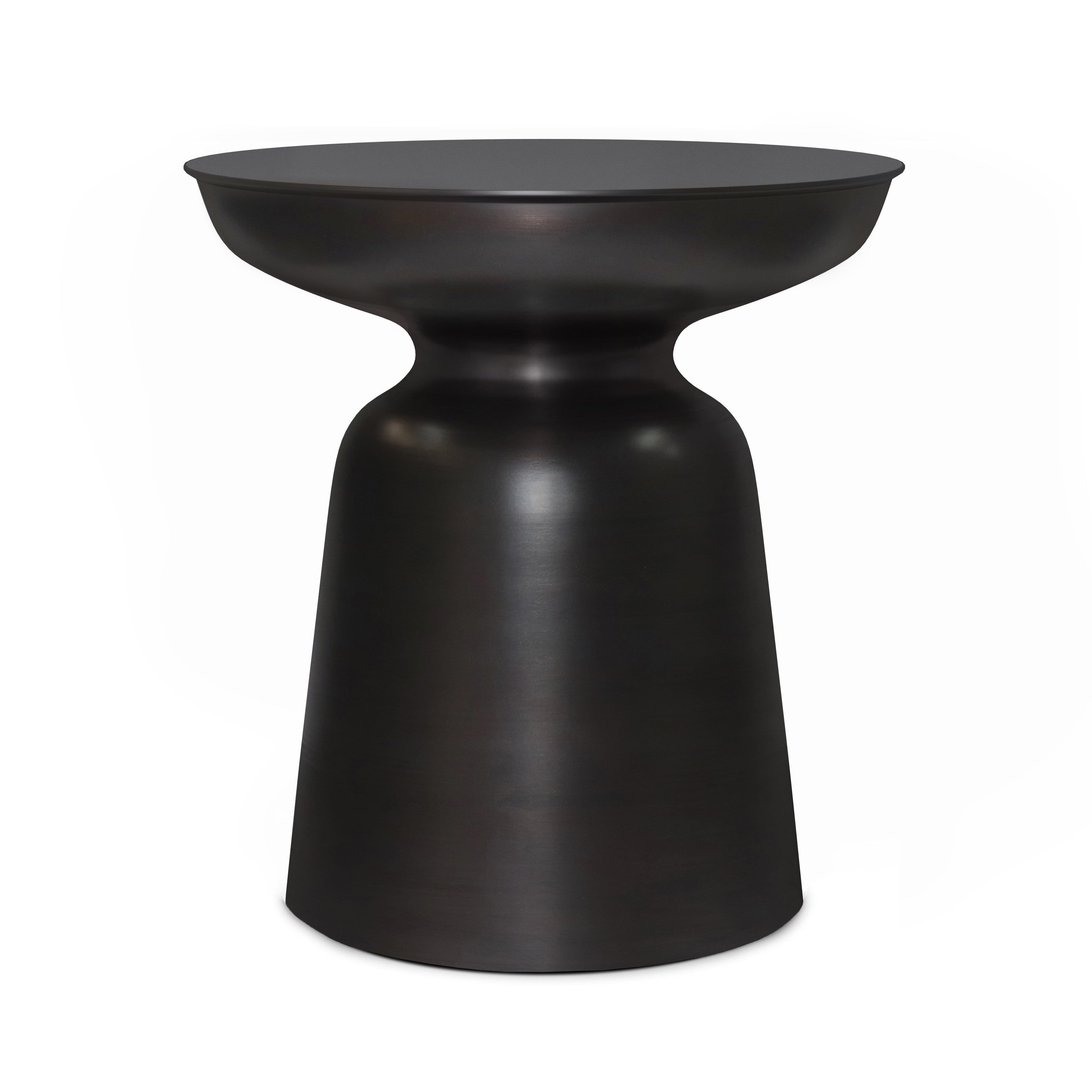 18" Copper Copper Iron Round Pedestal End Table