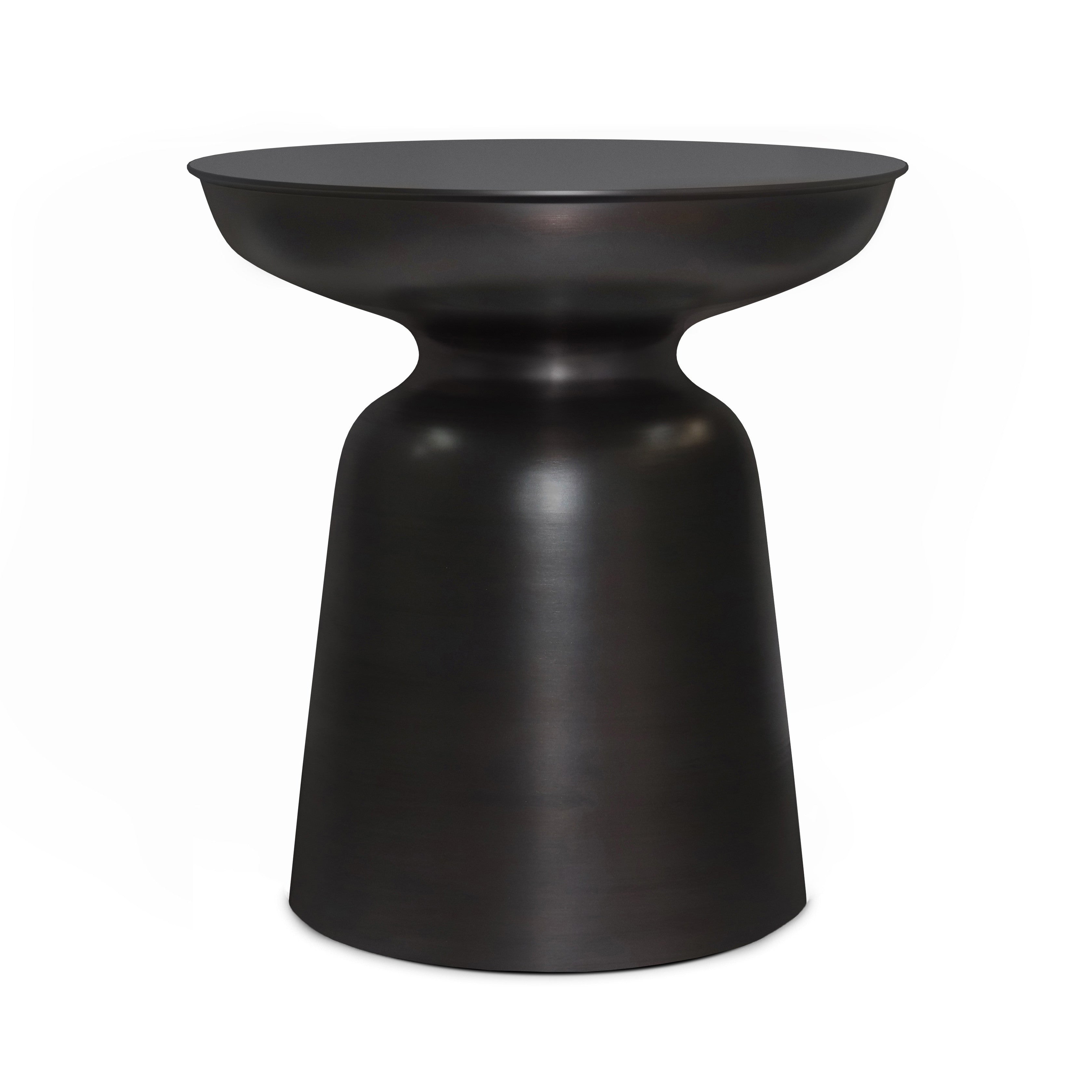 18" Copper Copper Iron Round Pedestal End Table