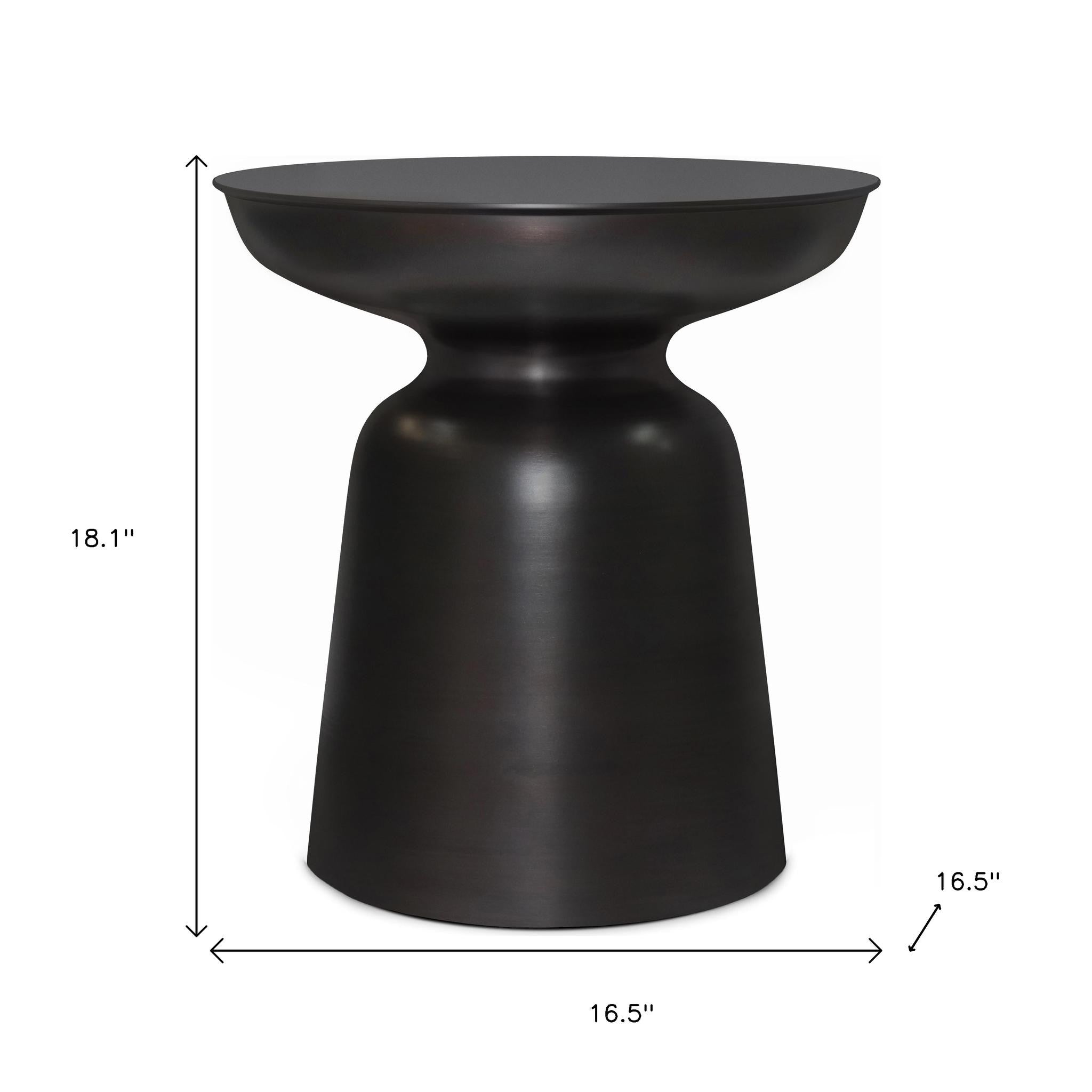18" Copper Copper Iron Round Pedestal End Table