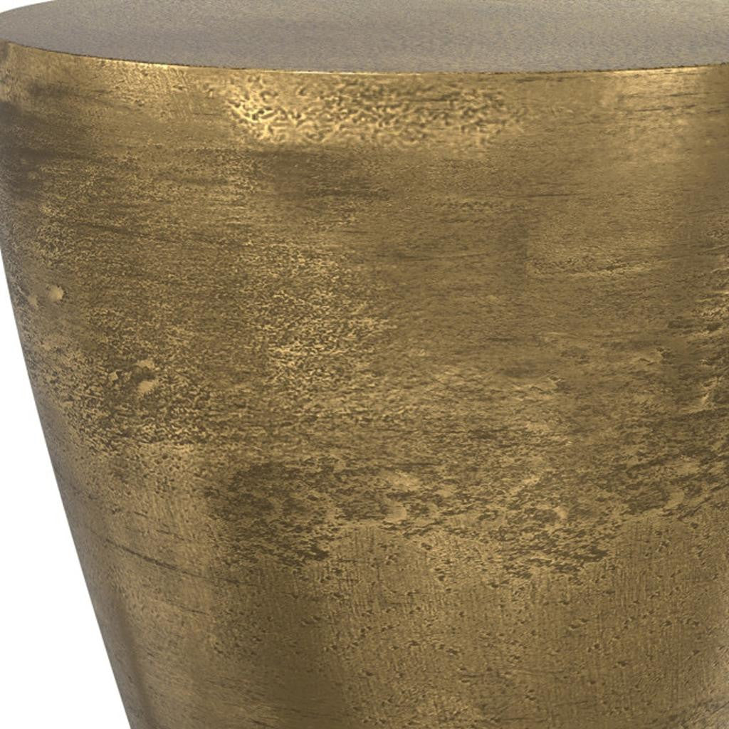 18" Antique Antiqued Brass Aluminum Round Drum End Table
