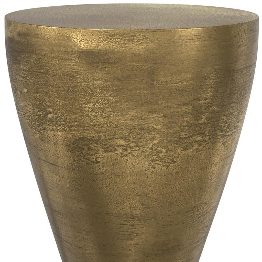 18" Antique Antiqued Brass Aluminum Round Drum End Table