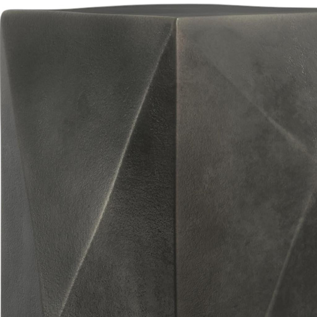 18" Powder Coated Graphite Aluminum Square Block End Table