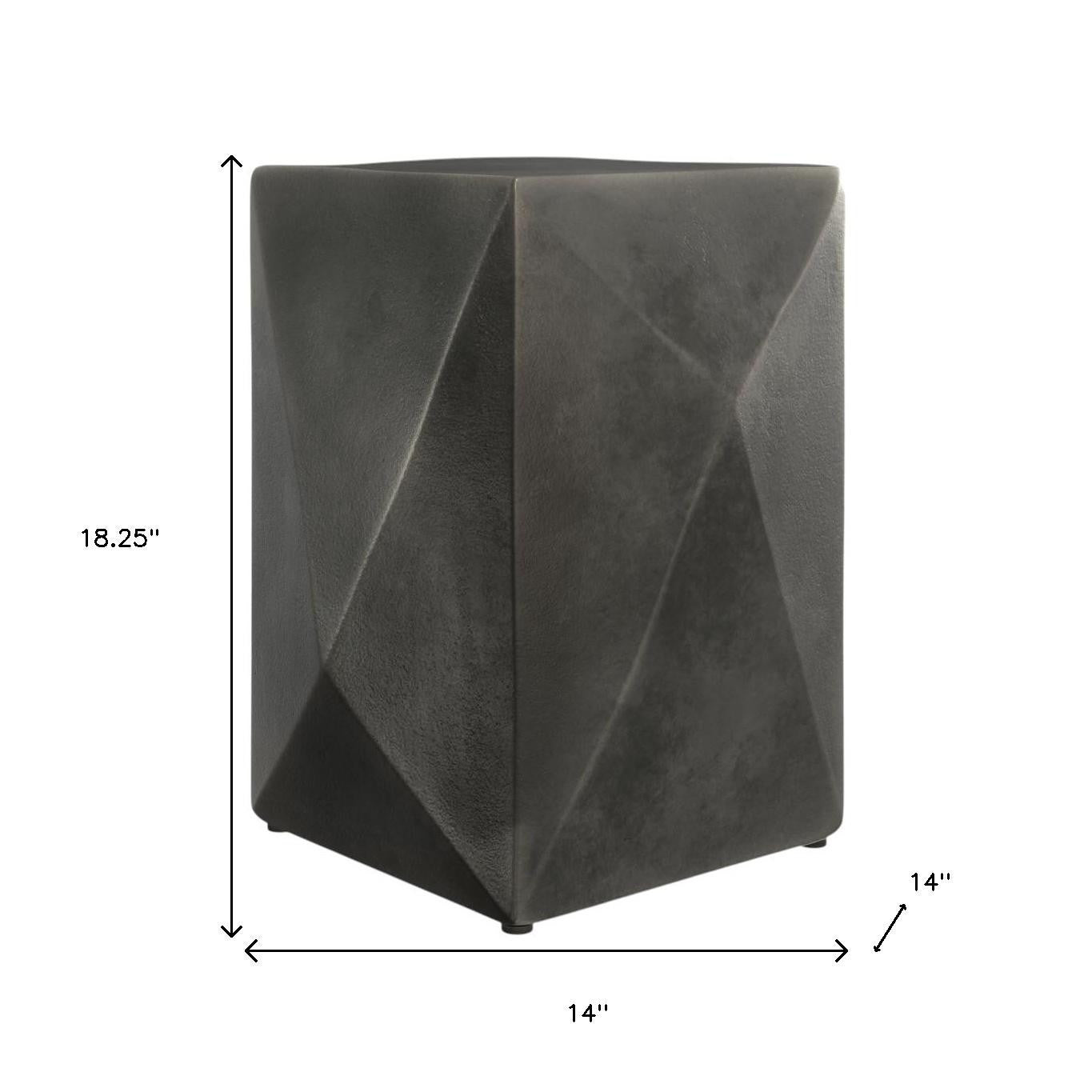 18" Powder Coated Graphite Aluminum Square Block End Table