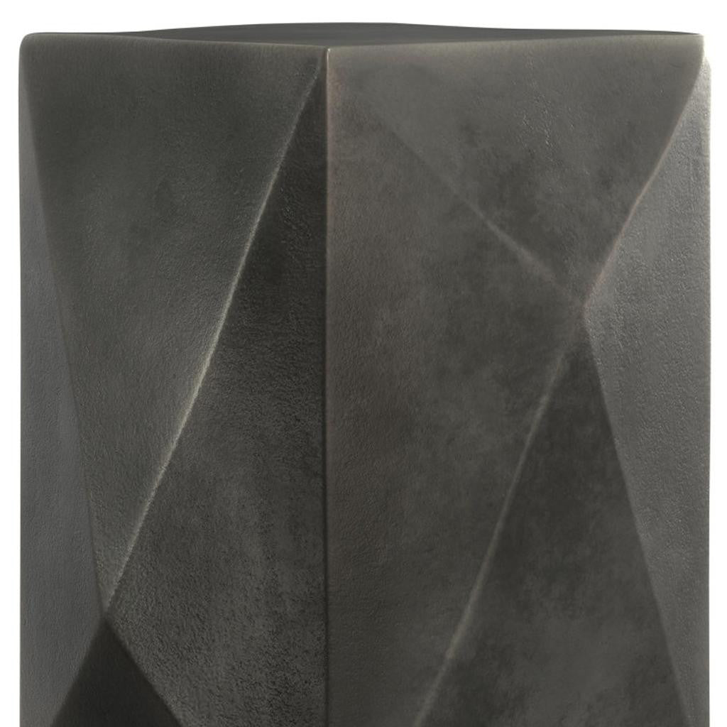 18" Powder Coated Graphite Aluminum Square Block End Table