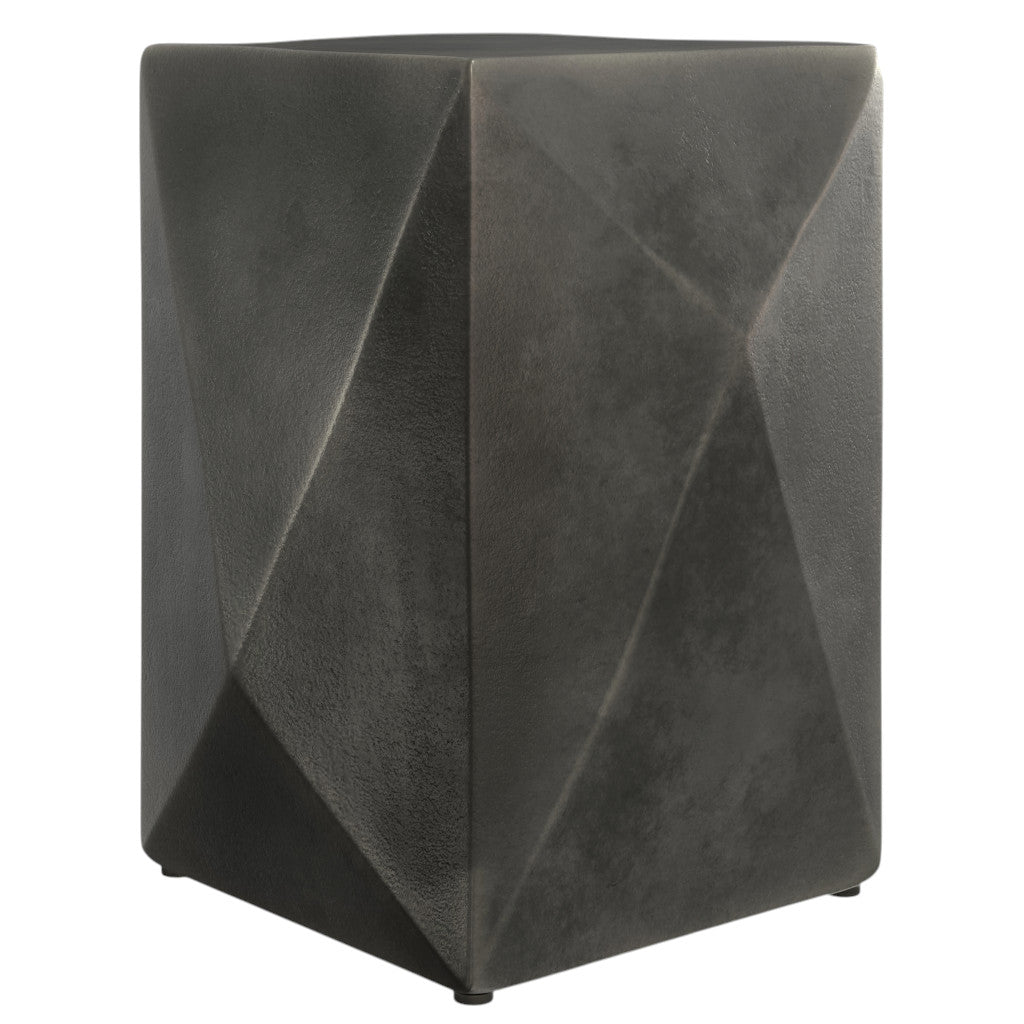 18" Powder Coated Graphite Aluminum Square Block End Table