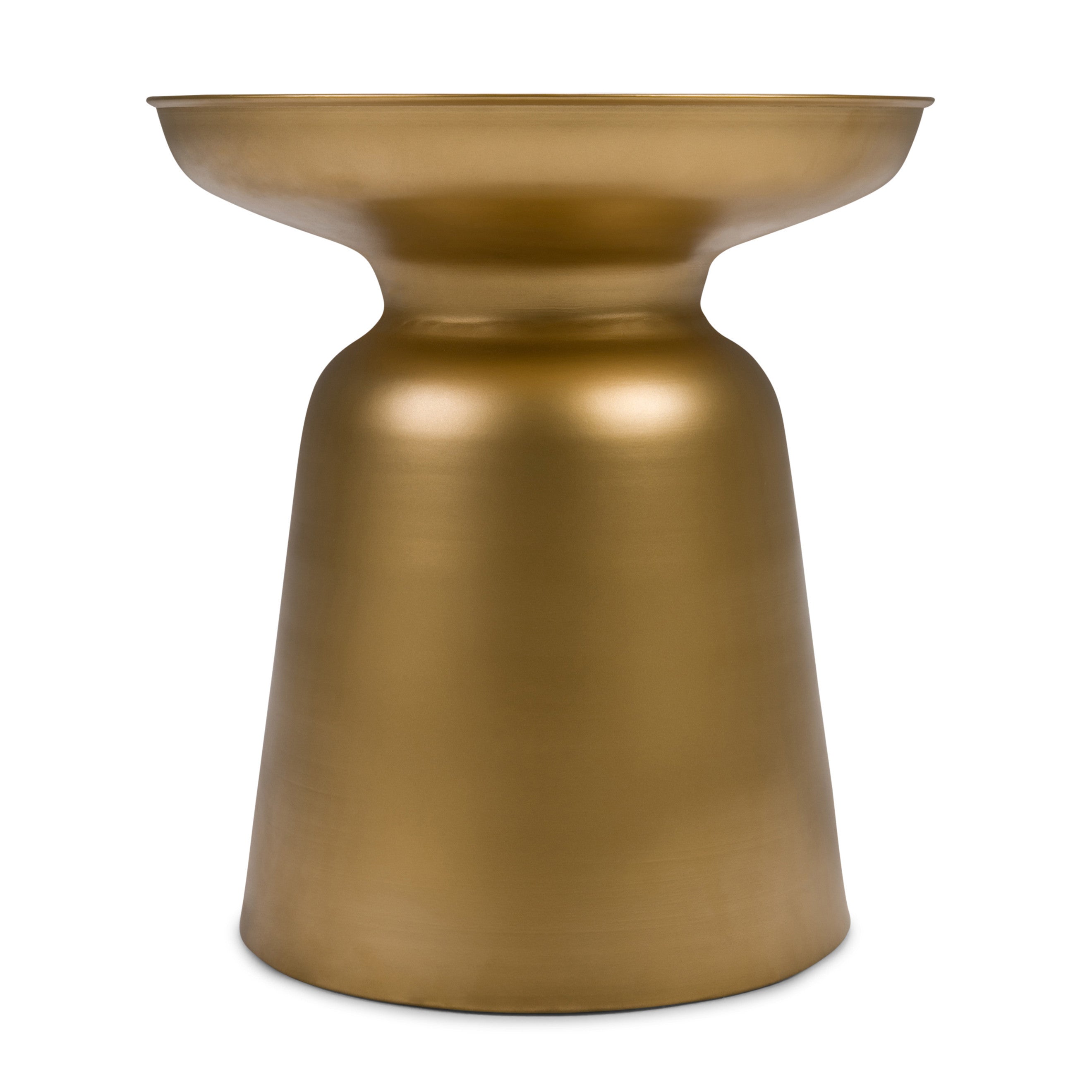 18" Powder Coated Gold Iron Round Pedestal End Table