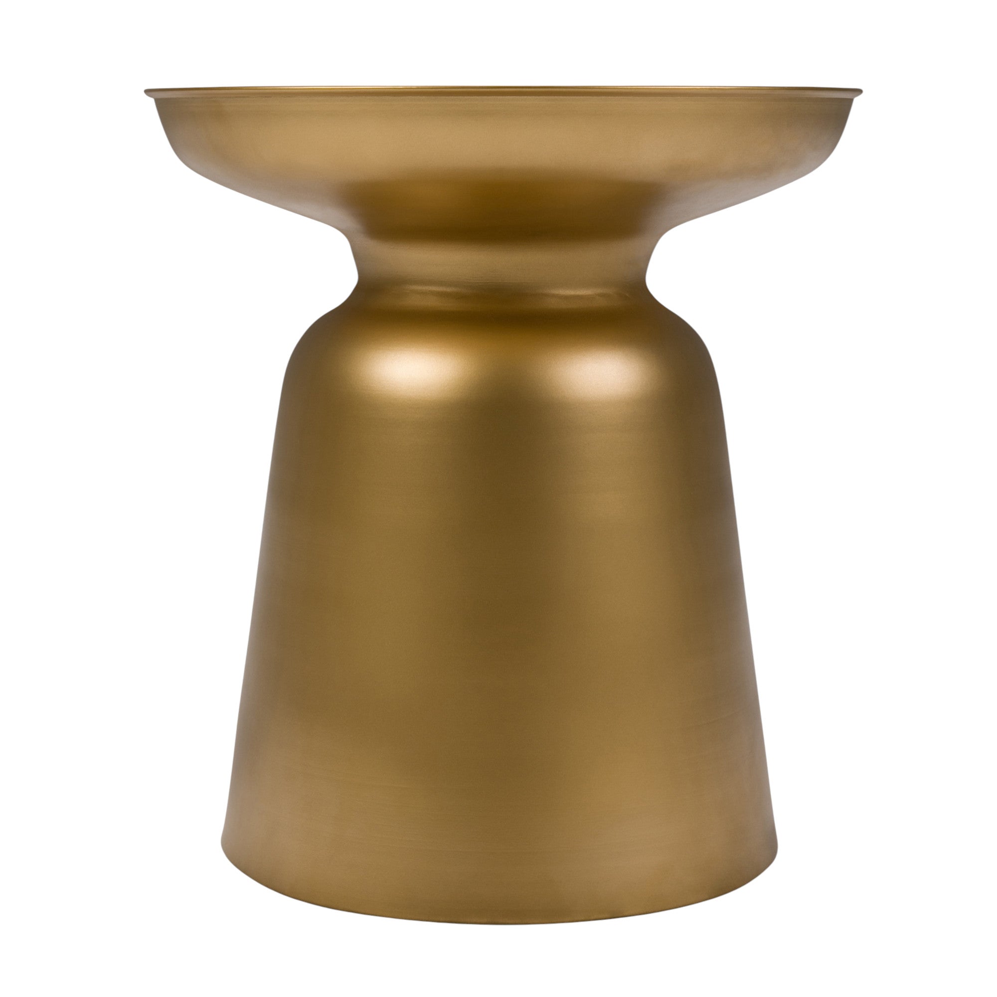 18" Powder Coated Gold Iron Round Pedestal End Table