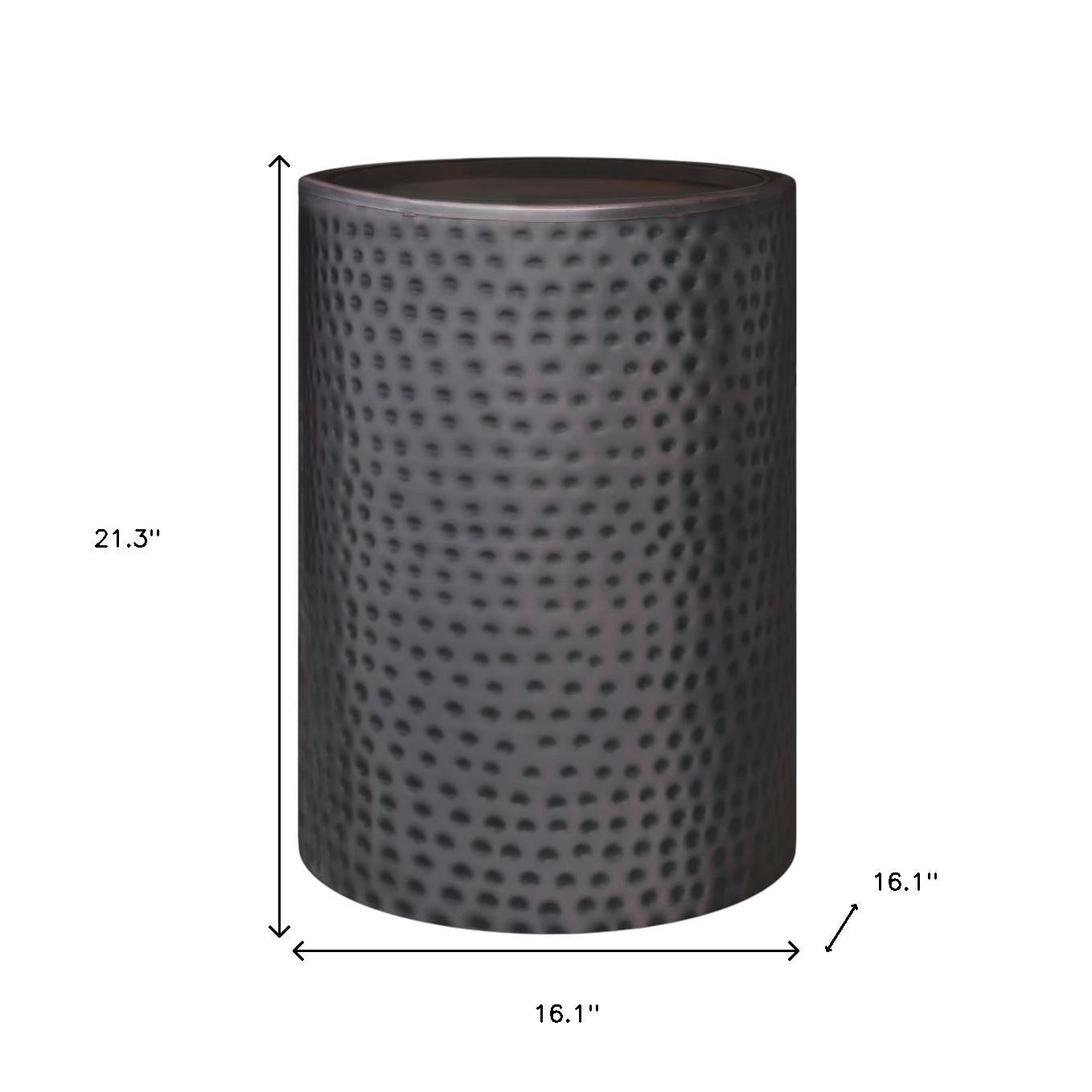 21" Copper Copper Iron Round Drum End Table