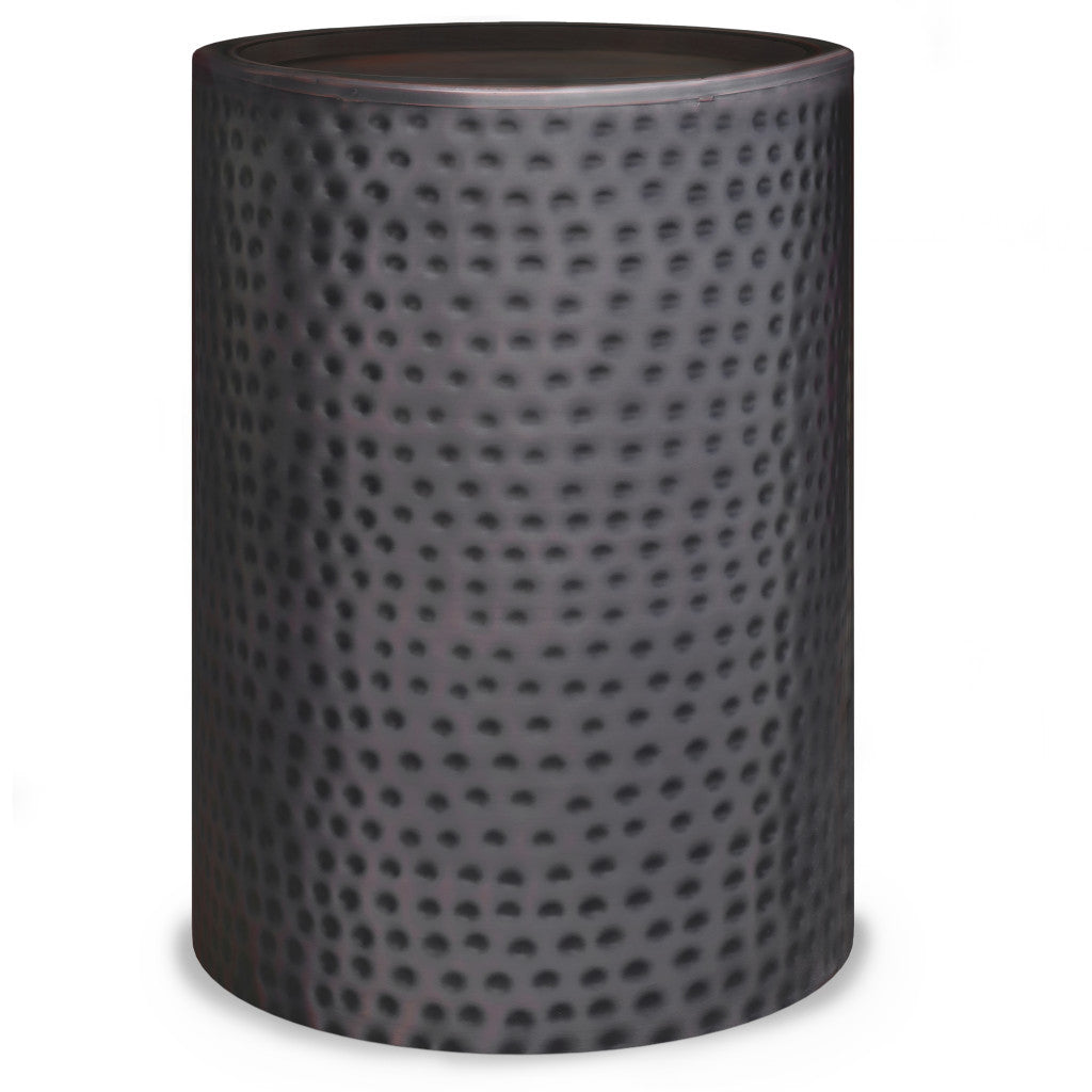 21" Copper Copper Iron Round Drum End Table