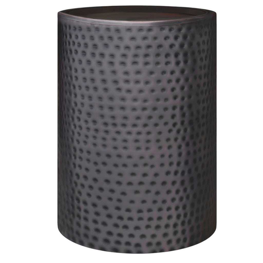 21" Copper Copper Iron Round Drum End Table