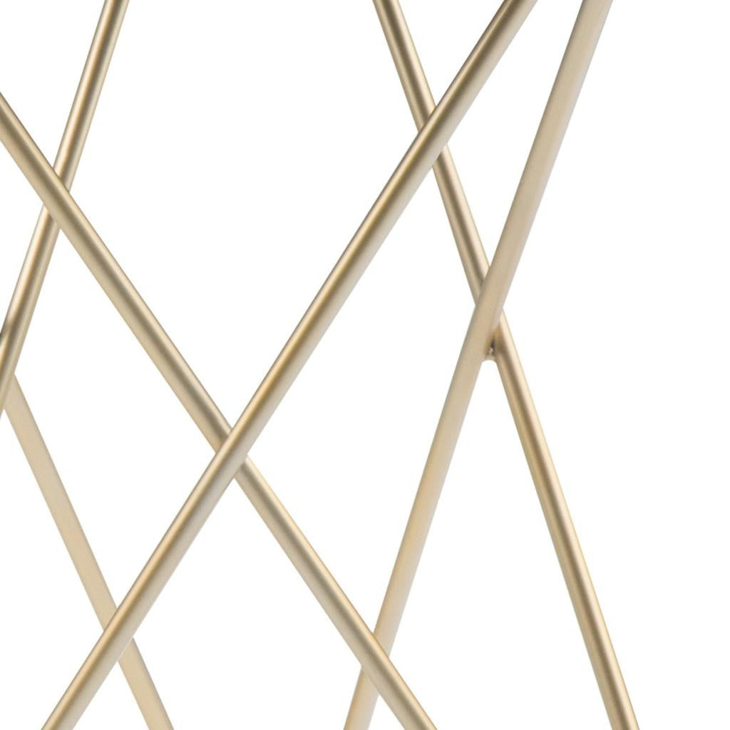 23" Powder Coated White and Gold Marble and Iron Round Cross Legs End Table And Trunk Storage
