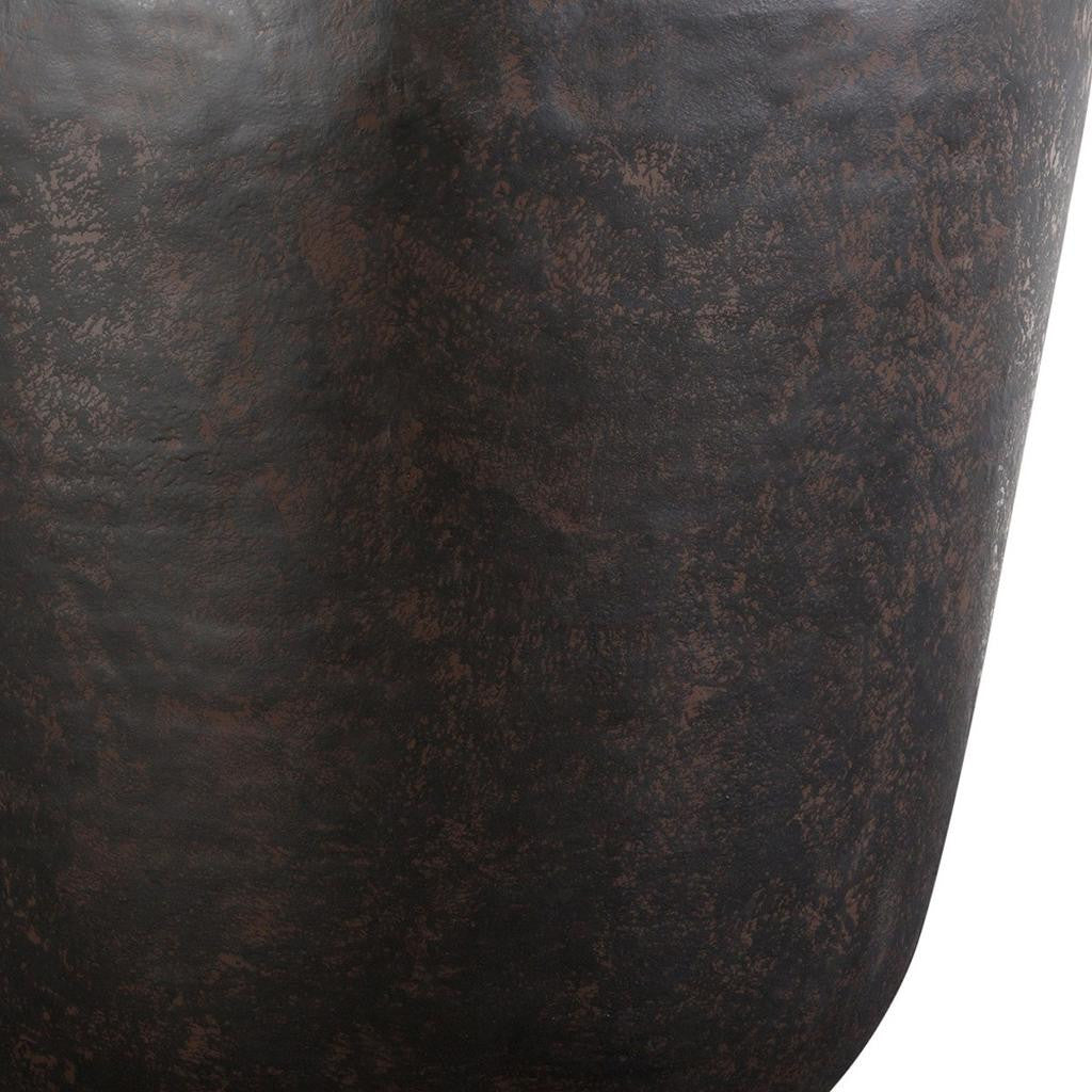 22" Distressed Antiqued Bronze Distressed Iron Round Drum End Table