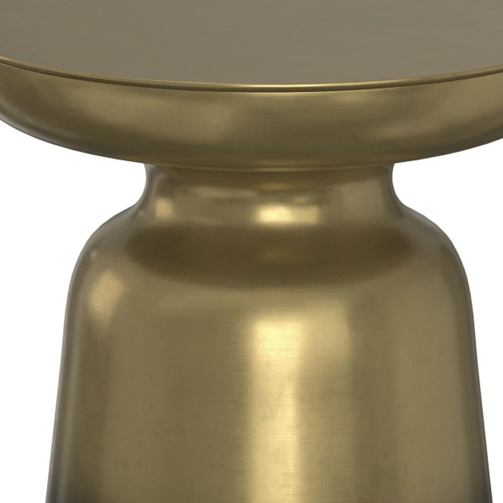 18" Powder Coated Gold and Black Iron Round Pedestal End Table