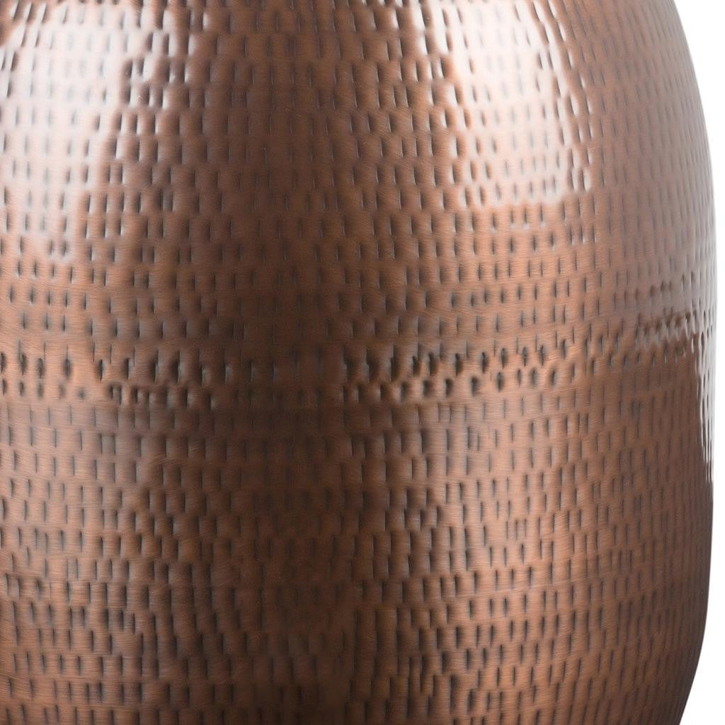 21" Hammered Copper Distressed Iron Round Drum End Table