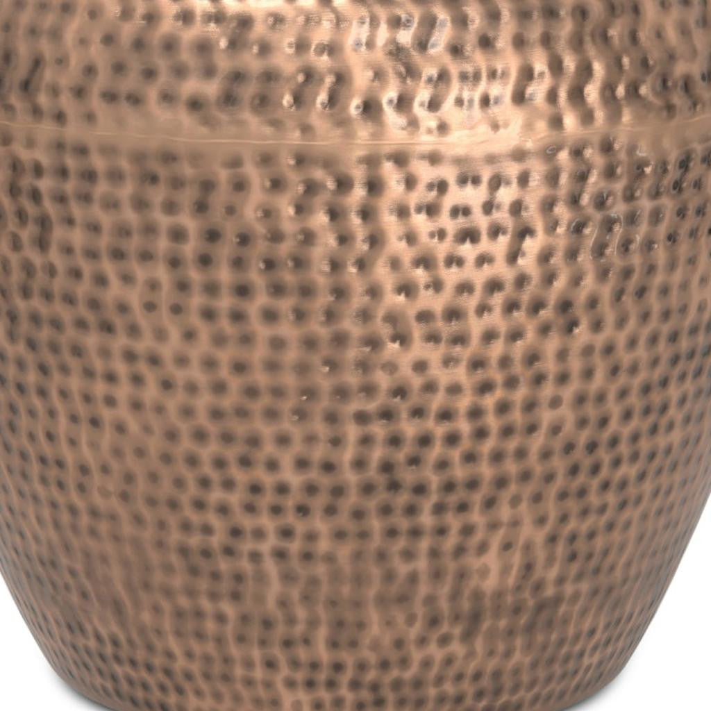 18" Hammered Copper Distressed Iron Round Drum End Table