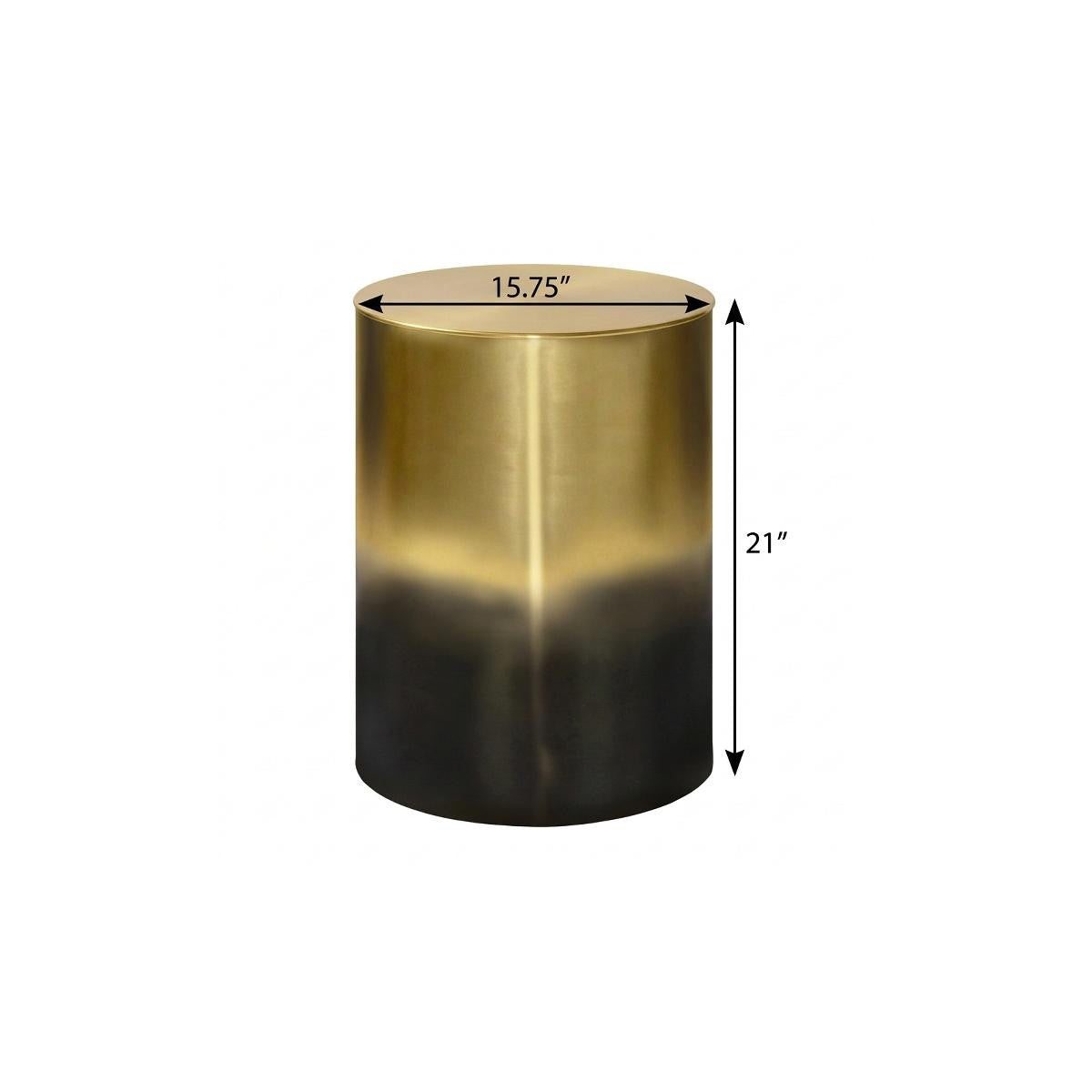 21" Distressed Gold and Black Iron Round Drum End Table