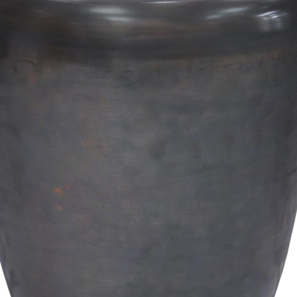 22" Copper Black and Copper Distressed Iron Round Drum End Table