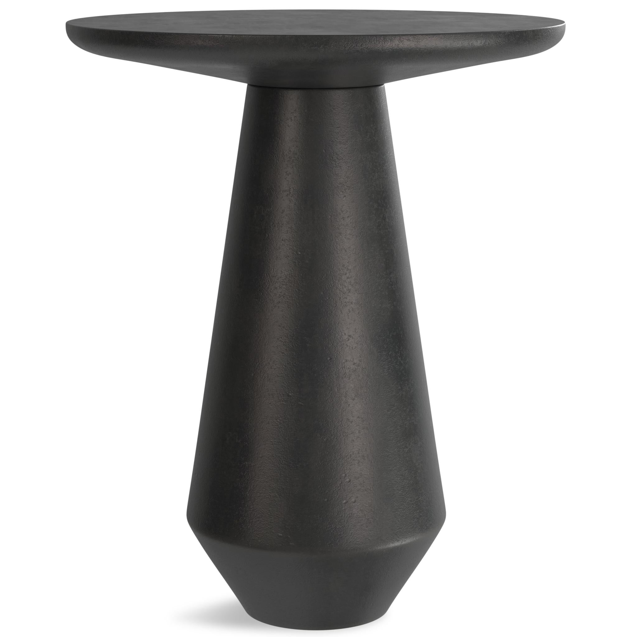 19" Powder Coated Graphite Distressed Aluminum Round Pedestal End Table