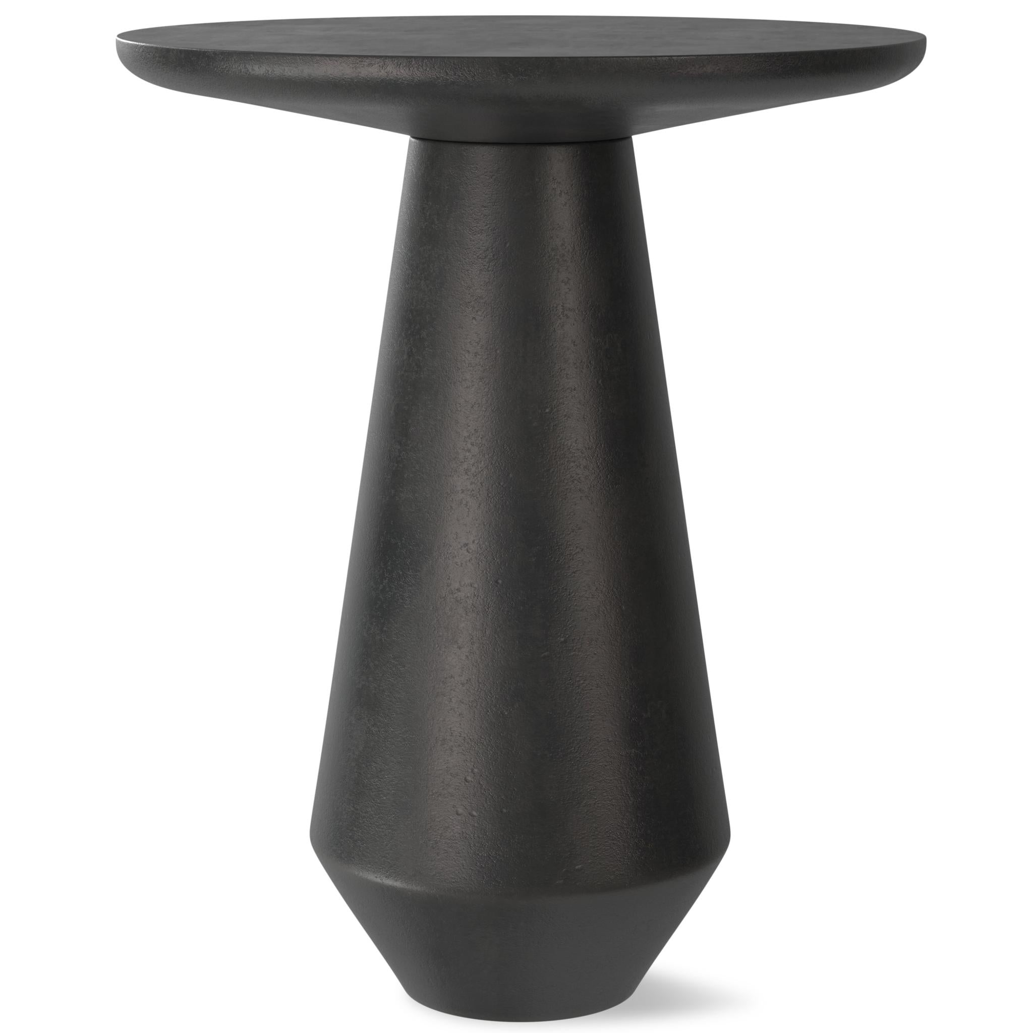 19" Powder Coated Graphite Distressed Aluminum Round Pedestal End Table