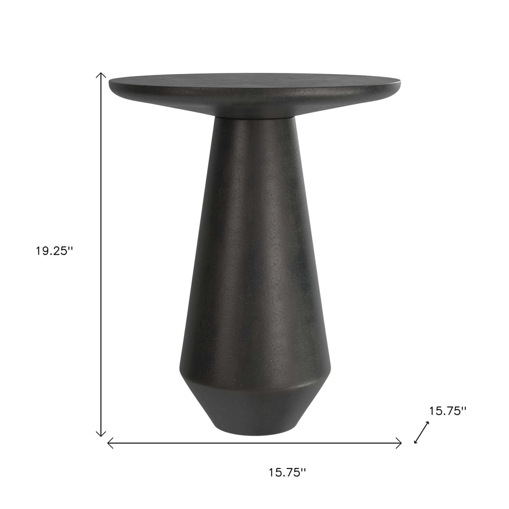 19" Powder Coated Graphite Distressed Aluminum Round Pedestal End Table