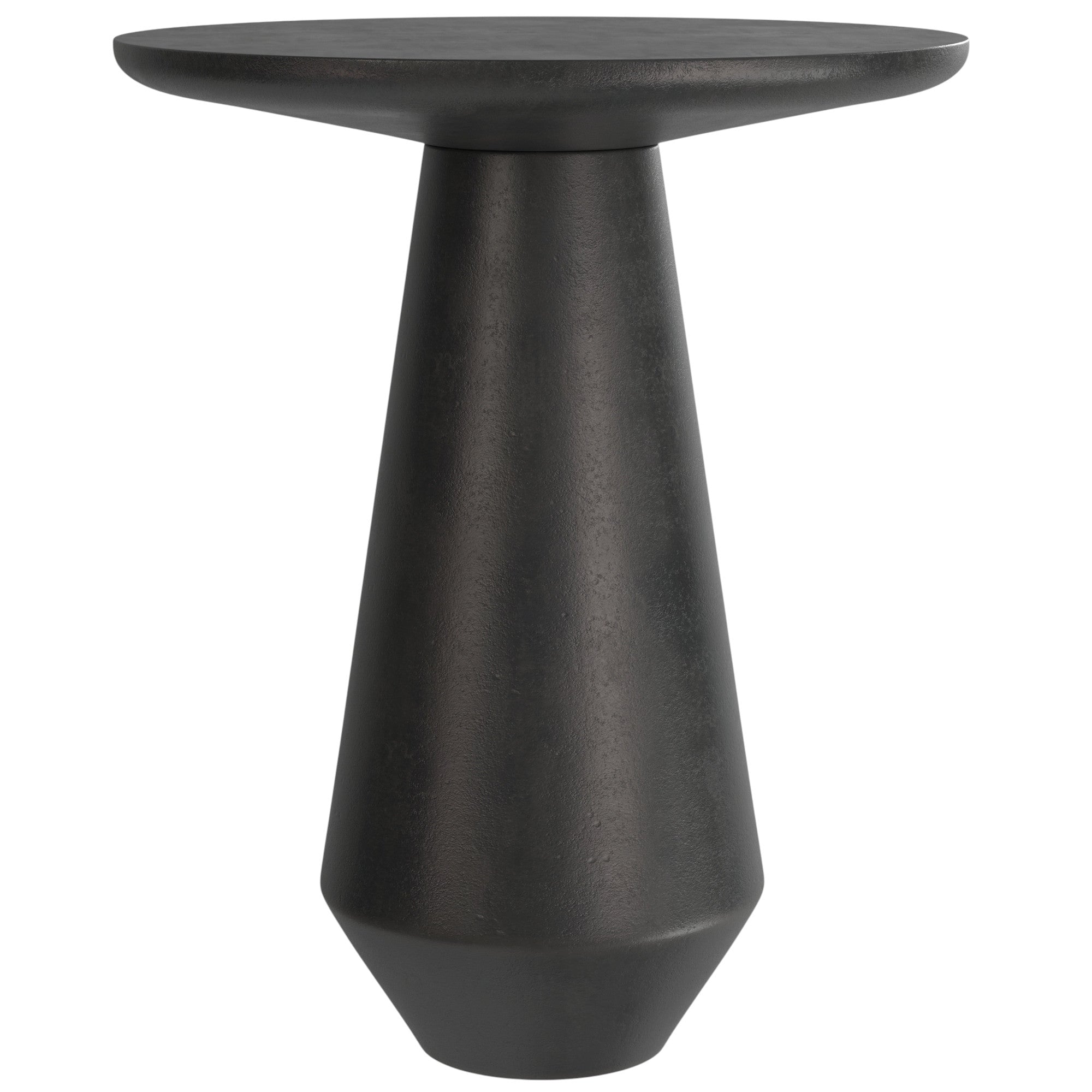 19" Powder Coated Graphite Distressed Aluminum Round Pedestal End Table