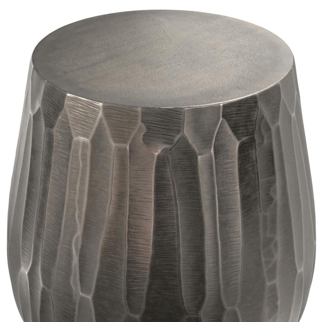 20" Matte Graphite Aluminum Round Drum End Table