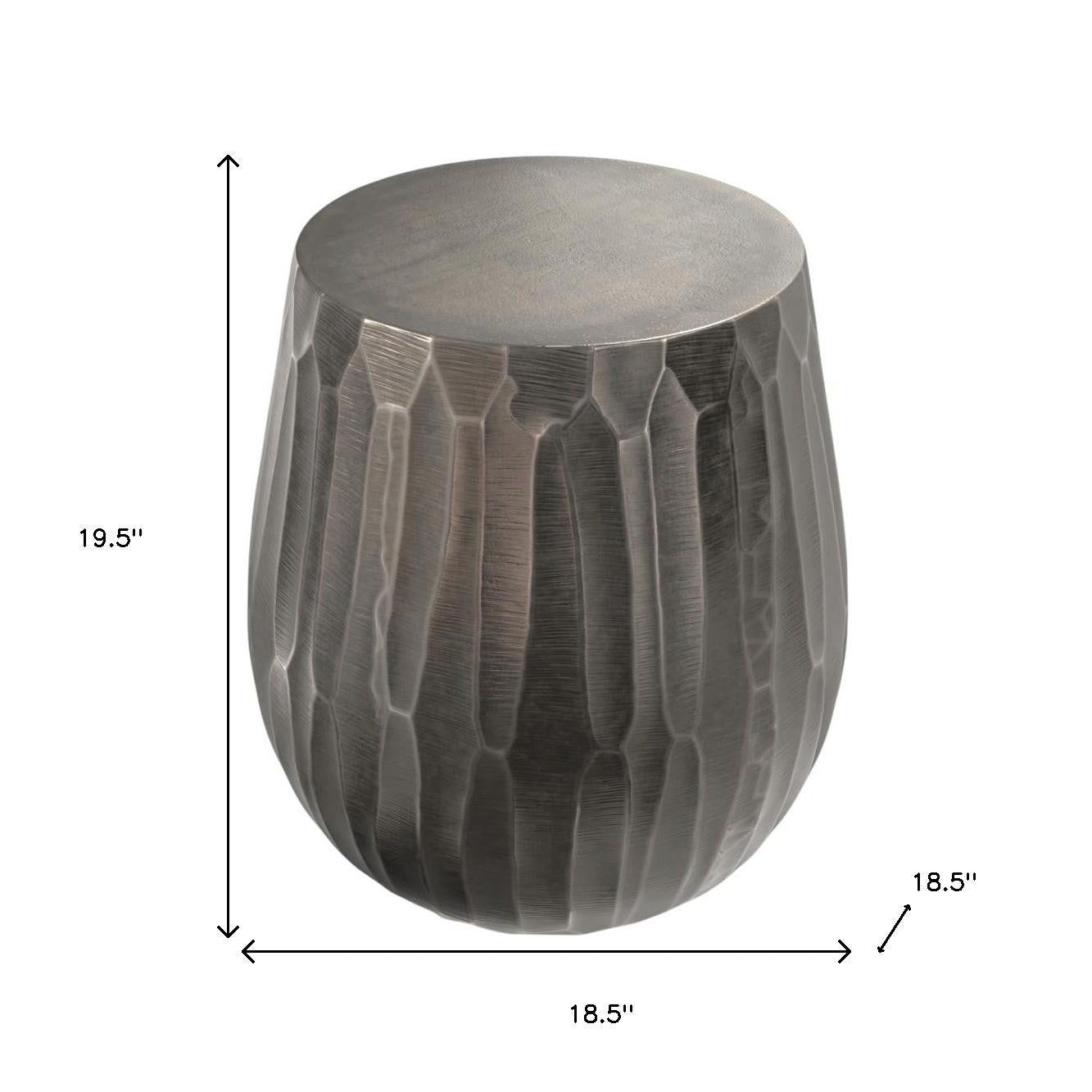 20" Matte Graphite Aluminum Round Drum End Table
