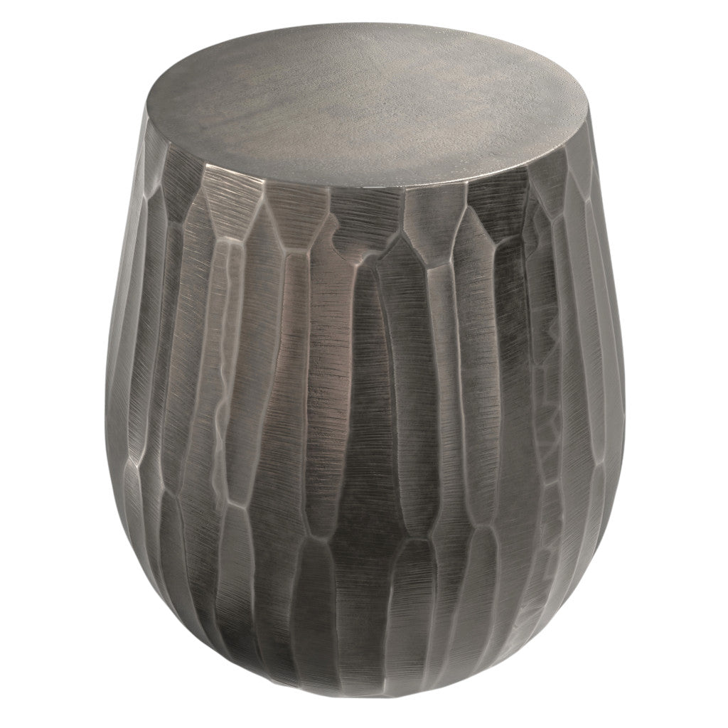 20" Matte Graphite Aluminum Round Drum End Table