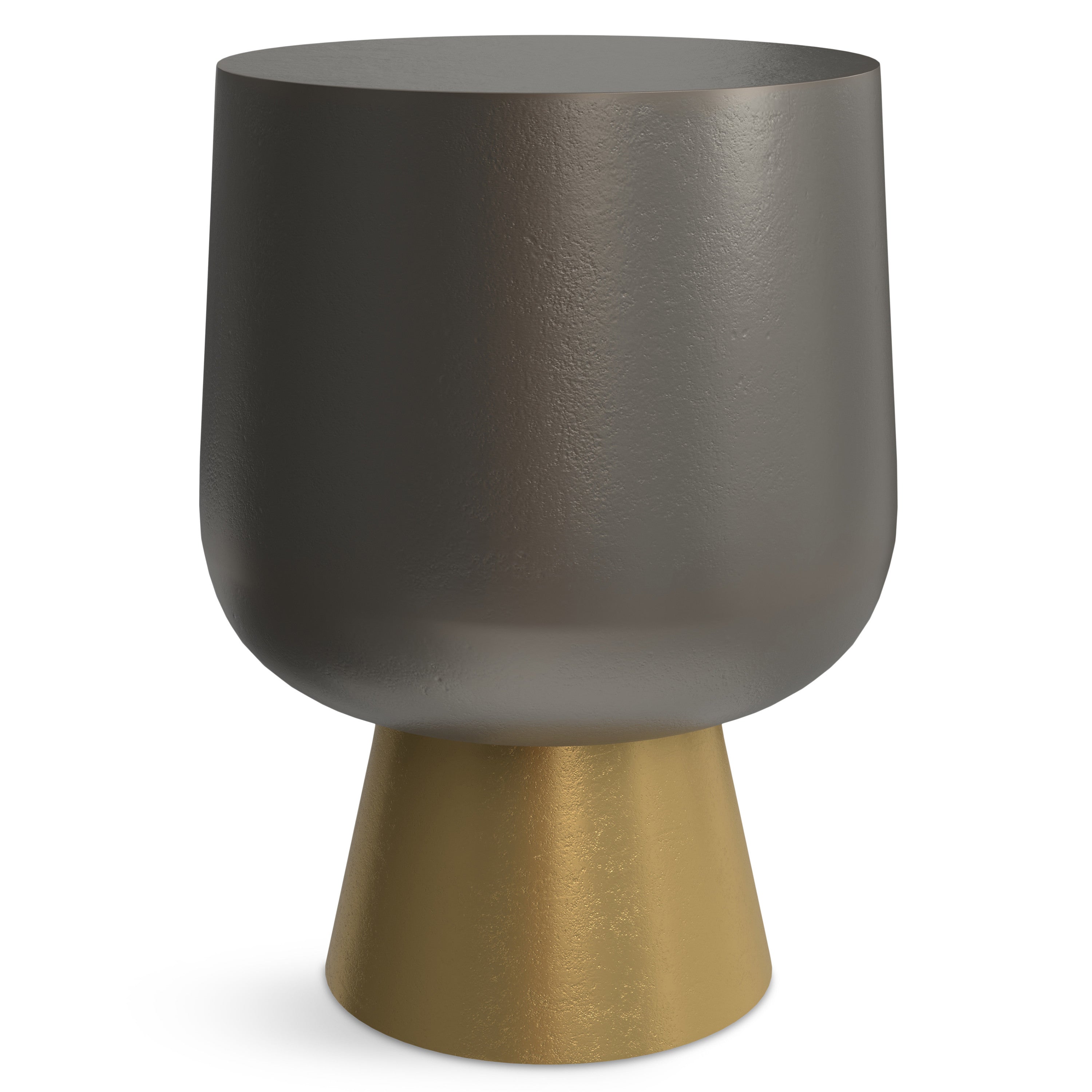 20" Antique Antiqued Bronze and Antiqued Brass Aluminum Round Pedestal End Table