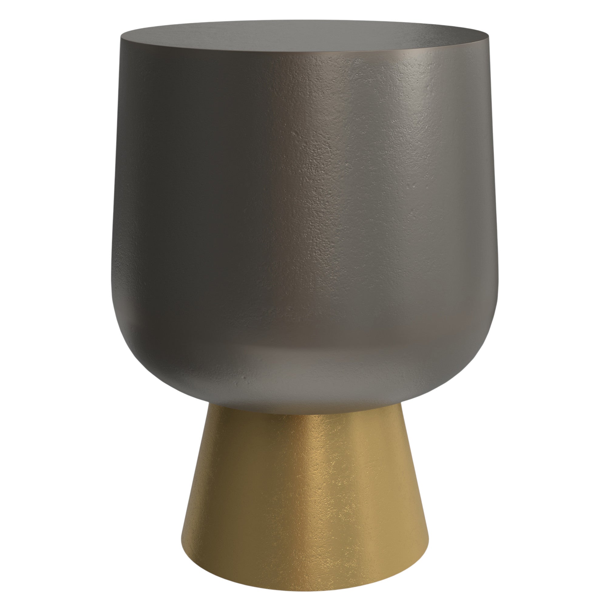 20" Antique Antiqued Bronze and Antiqued Brass Aluminum Round Pedestal End Table