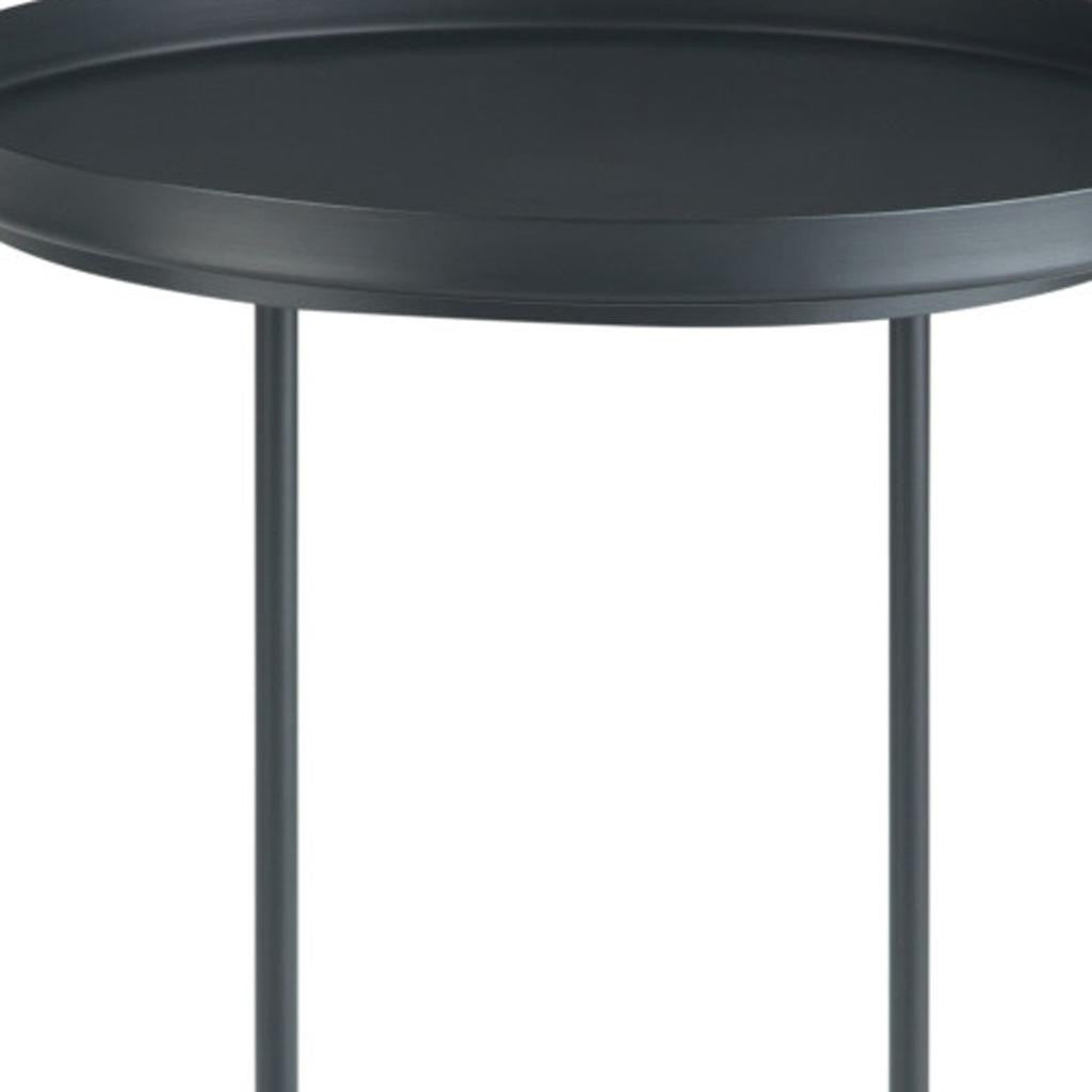 23" Matte Black Iron Round End Table