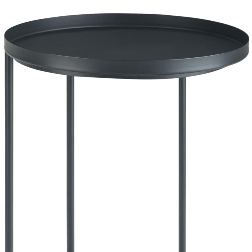 23" Matte Black Iron Round End Table