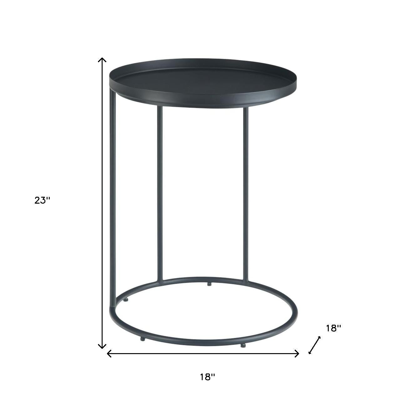23" Matte Black Iron Round End Table