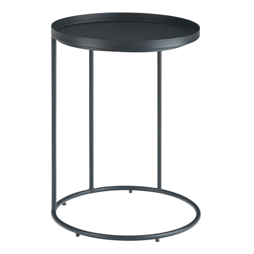 23" Matte Black Iron Round End Table