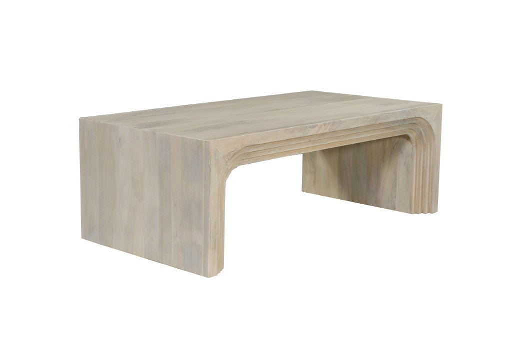 51" White Solid Wood Double Pedestal Coffee Table