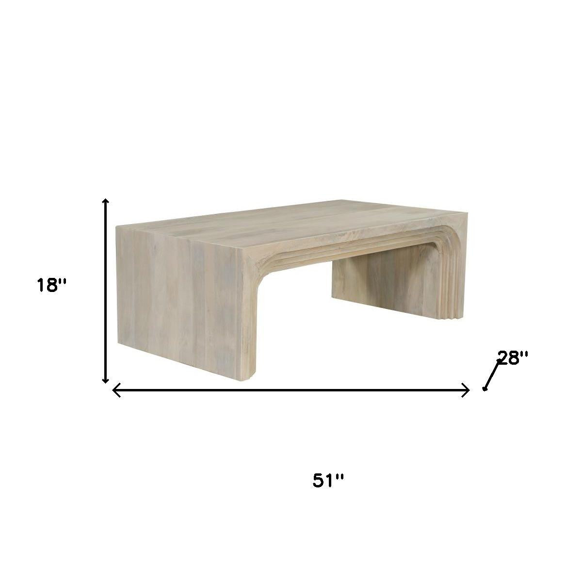 51" White Solid Wood Double Pedestal Coffee Table