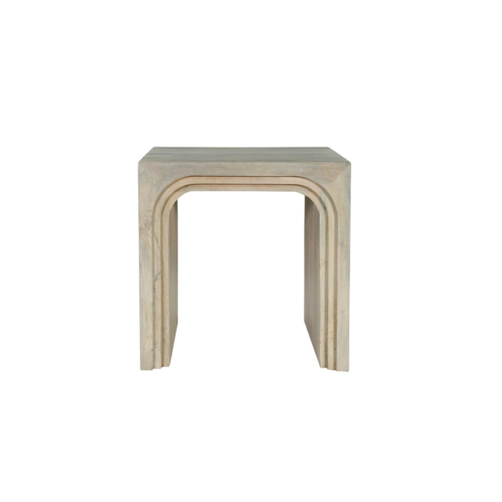24" White Solid Wood Square Sled End Table