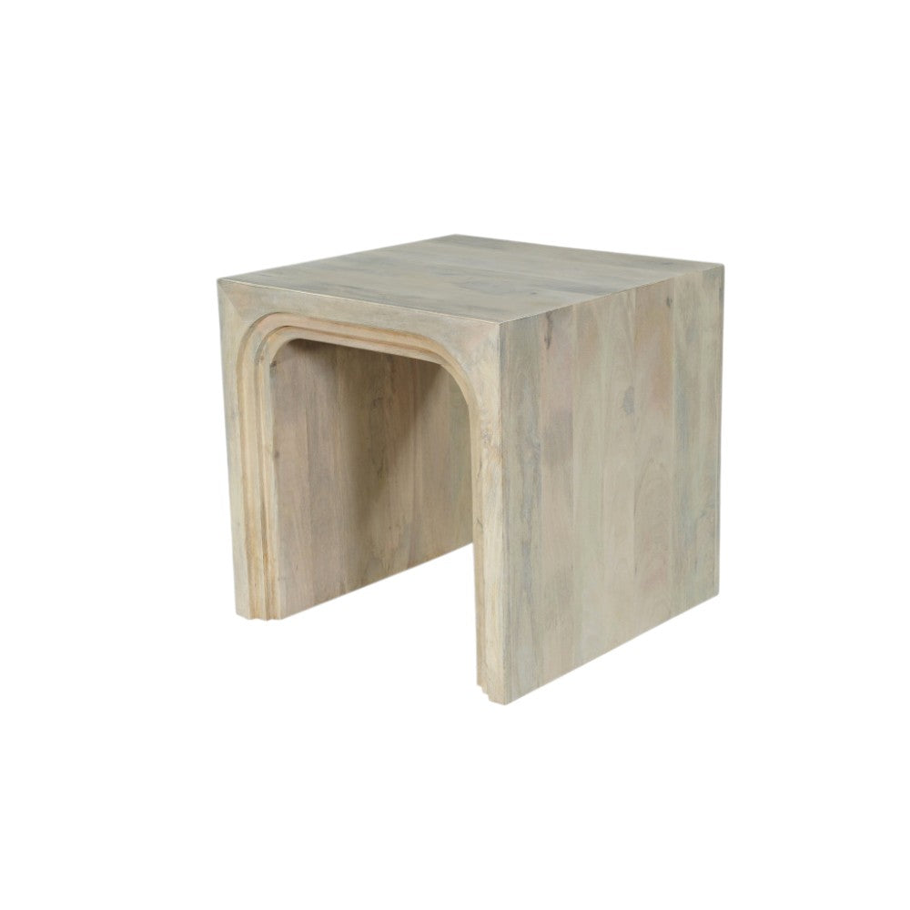 24" White Solid Wood Square Sled End Table