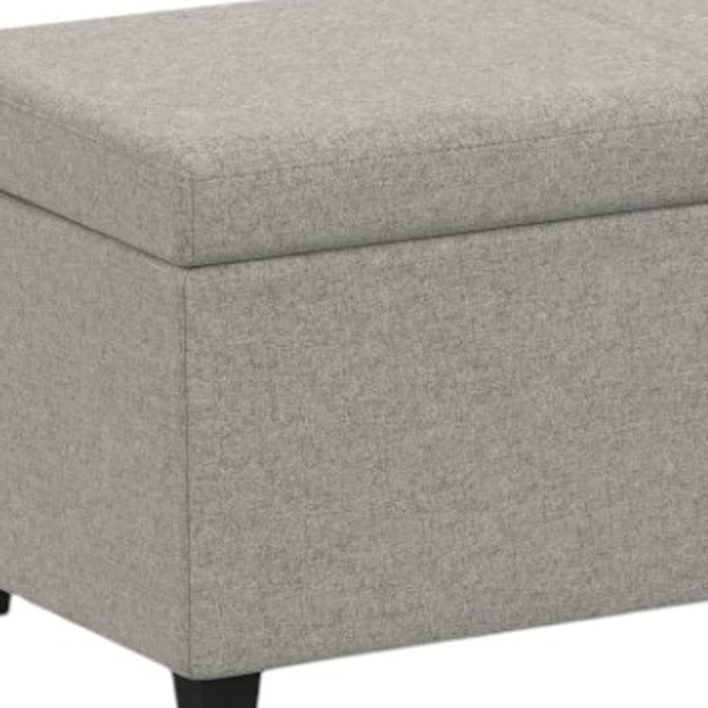 54" Light Gray and Dark Brown Linen Blend and Solid Wood Upholstered Storage Bench With Flip Top