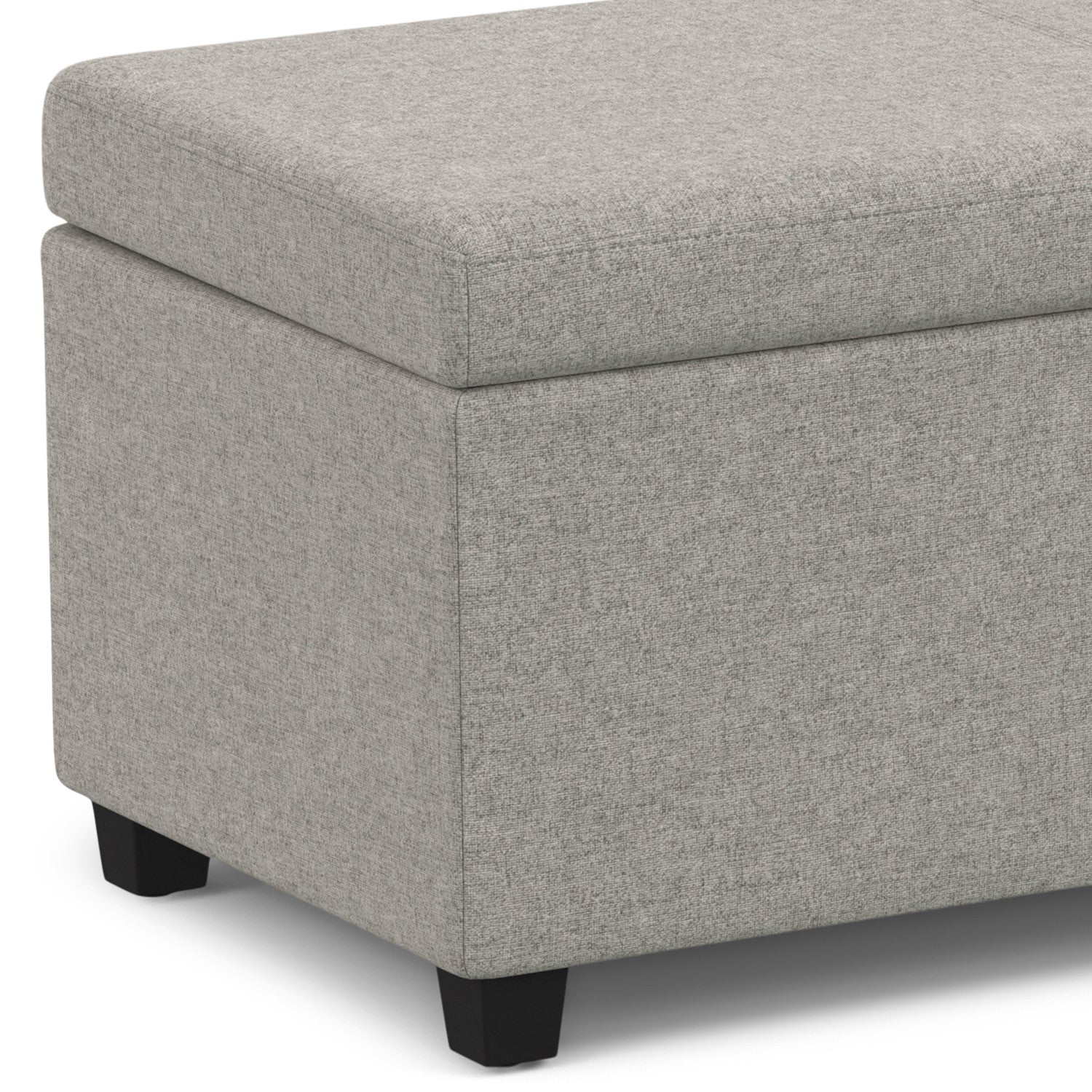 54" Light Gray and Dark Brown Linen Blend and Solid Wood Upholstered Storage Bench With Flip Top