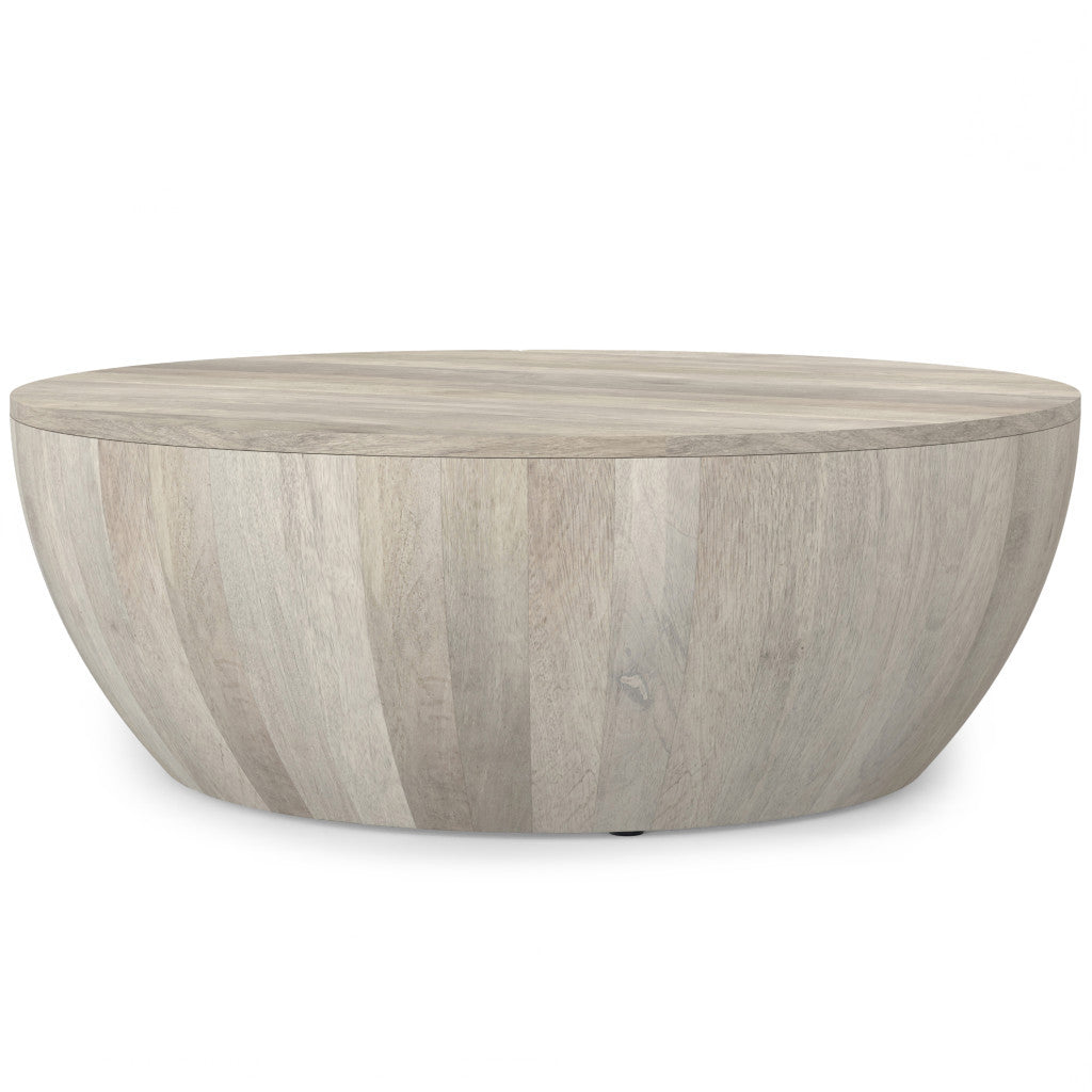 34" White Solid Wood Round Solid Coffee Table